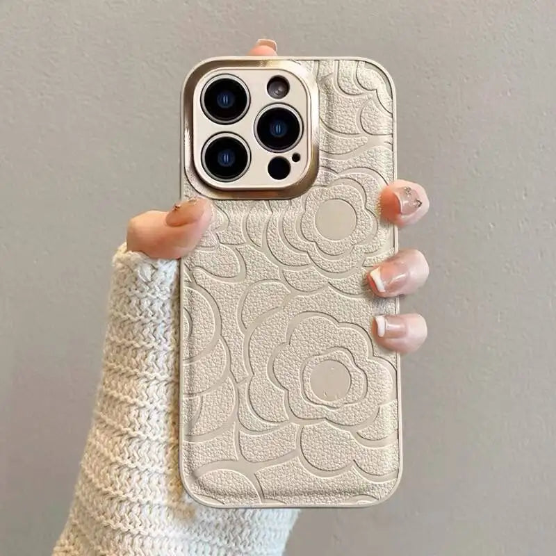 Camellia Flower Leather Case - iPhone 13-16 Pro Max