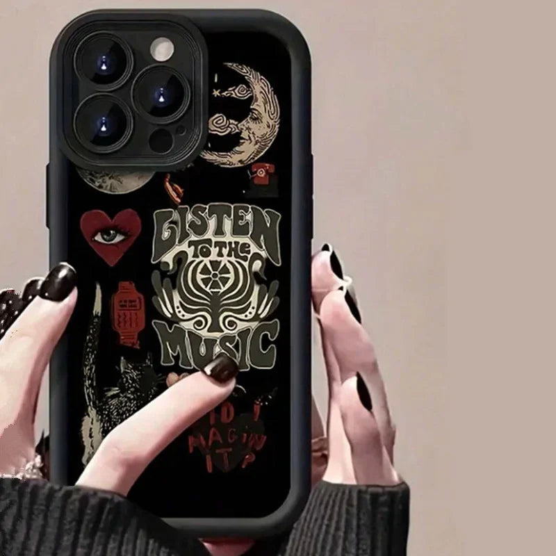 Aesthetic Sun Moon Silicone Case - iPhone 11-16 Pro Max