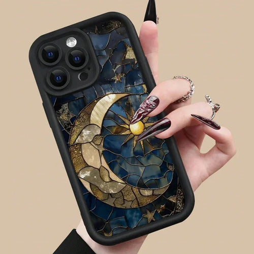Aesthetic Sun Moon Silicone Case - iPhone 11-16 Pro Max