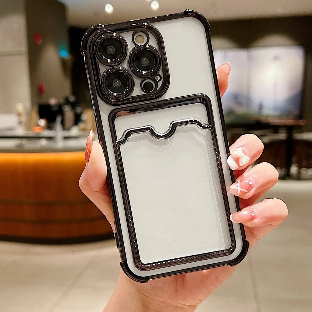 Transparent Wallet Card Case - iPhone 11-15 Pro Max