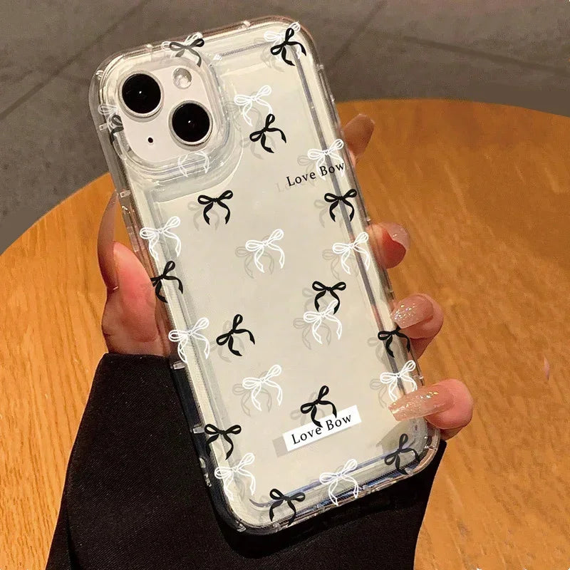 Bow Print Clear Case - iPhone 6-15 SE XR XS Plus