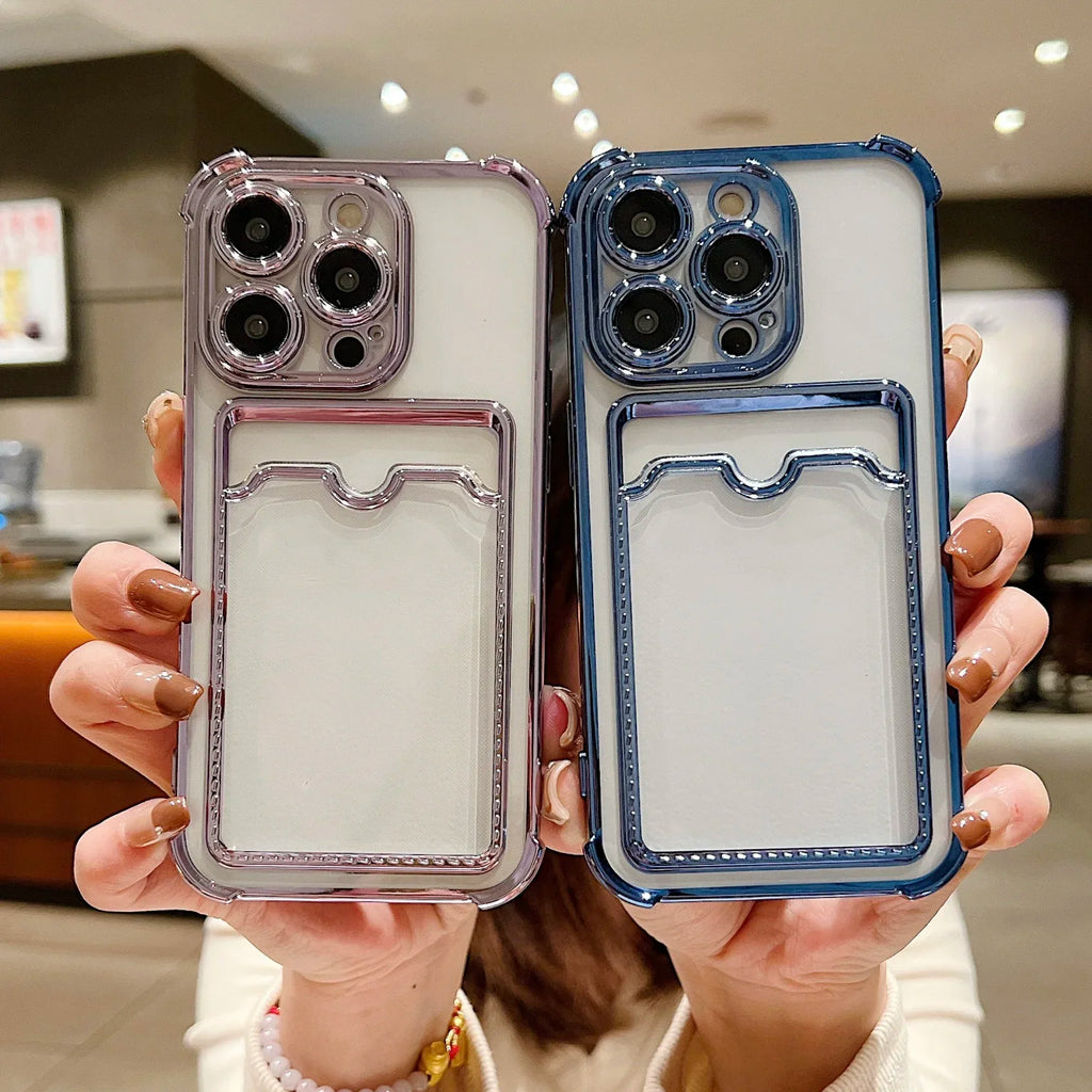 Transparent Wallet Card Case - iPhone 11-15 Pro Max