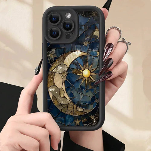 Aesthetic Sun Moon Silicone Case - iPhone 11-16 Pro Max