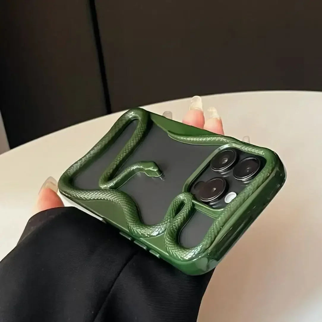 Plating Soft Snake Frame Case - iPhone 11-15 Pro Max