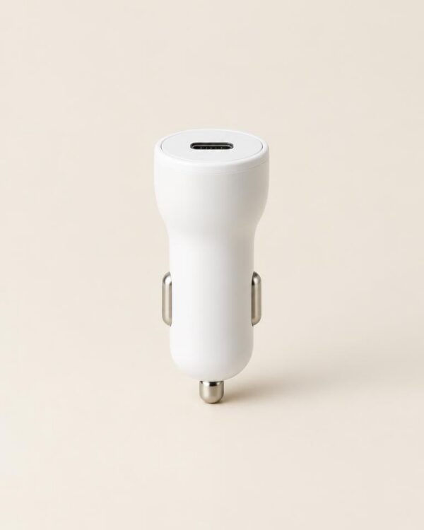5V 3.1A USB C Port Car Charger in White